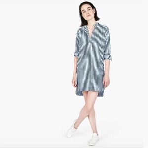 Everlane collarless poplin shirt dress